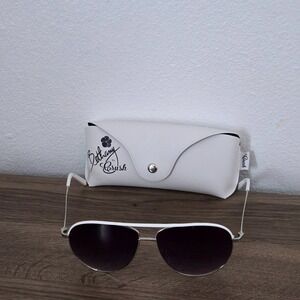 Bethany by Crush White Aviator Sunglasses with Case